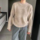 Women Winter Knitted Sweater round Neck Thick Sweater Autumn and Winter Loose-Fitting Long Sleeve Sweater 8t3120