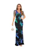 Women Evening Gown Sexy Retro Backless Sequins Dress