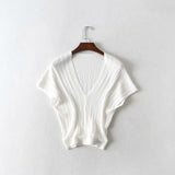 Women Sweater Knitwear Summer V-neck Batwing Sleeve Ice Silk Sweater