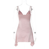 Women Dresses Spring Sexy V-neck Backless Sling Dress (Bla0420)