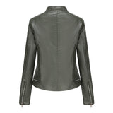 Red Leather Jacket Women's Leather Top Long Sleeve Spring and Autumn Thin Jacket