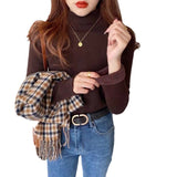 Women Knitwear Autumn and Winter Turtleneck Wood Knitted Bottoming Shirt
