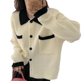 Women Knitwear Fall and Winter Lapels Sweater Female Loose Knitted Cardigan