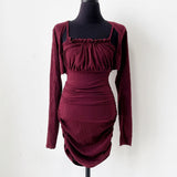 Women Dresses Hip Skirt Suspender Skirt Cardigan Coat Sexy