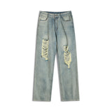 Men Jeans Ripped Jeans Men's Autumn Loose Straight Wide Leg Pants
