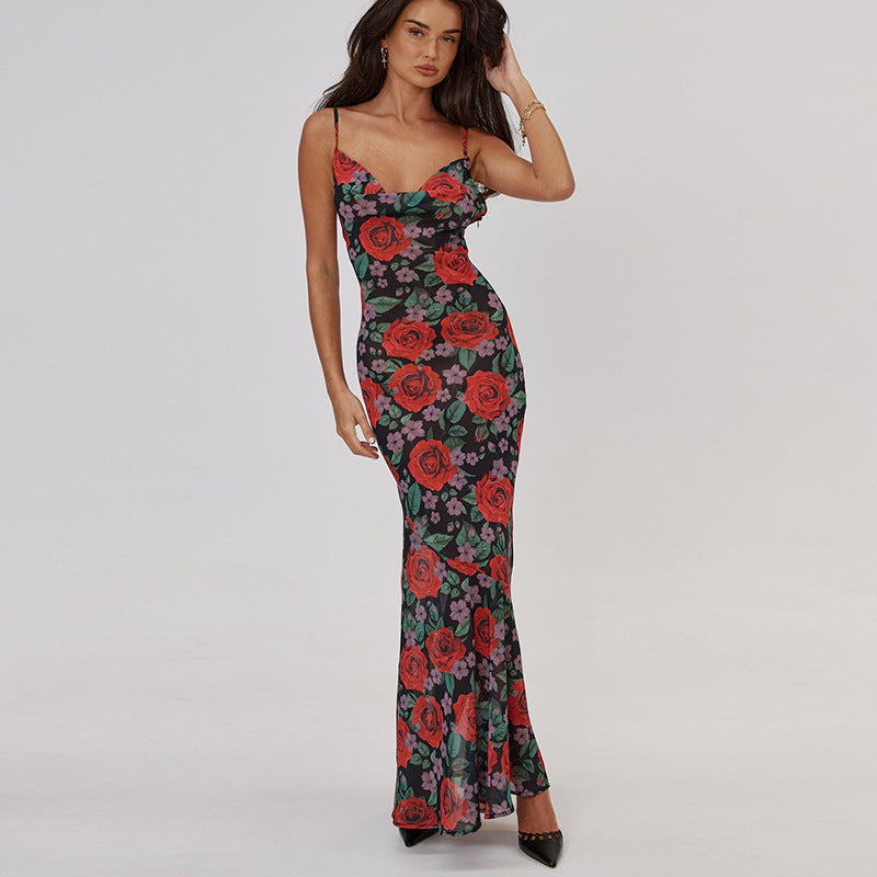 Women Dresses Spring Sexy V-neck Strap Dress