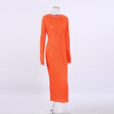 Women Dress Black Pleated Dress Female Autumn Winter Long Dress