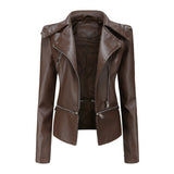Red Leather Jacket Detachable Spring and Autumn Coat Women's Casual Jacket