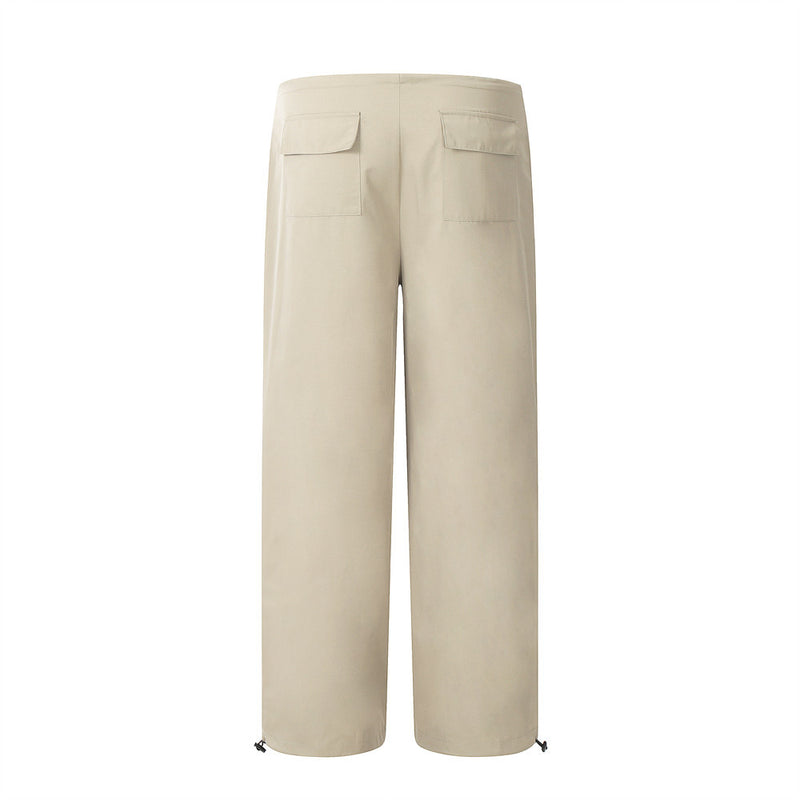 Men Sweatpants Casual Straight-Leg Overalls Loose Wide Leg Pants Drawstring Jogger Pants Trousers