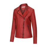 Red Leather Jacket Autumn and Winter Wear PU Leather Jacket Leather Coat