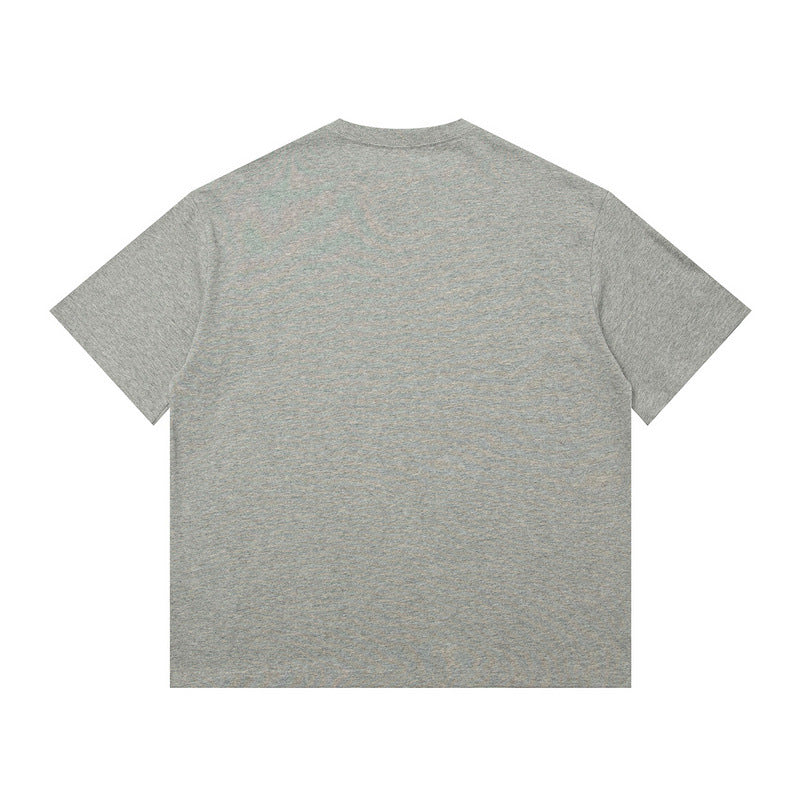 Men T Shirt Retro Workwear Pocket Sticker round Neck Short Sleeve T-shirt