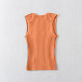 Women Sweater Knitwear Summer Square Collar Wave Pattern Vest