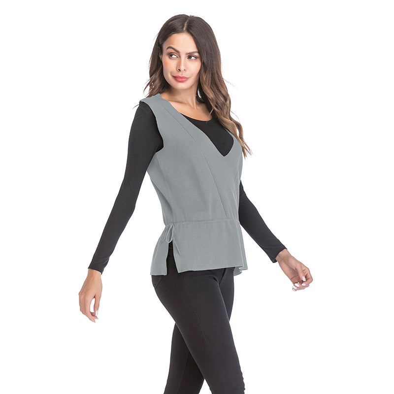 Women Knitted Sweater V-neck Knitted Keep Warm Outerwear Vest