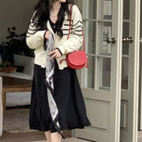 Women Knitwear Autumn and Winter Striped Sweater Loose Casual Knitted Cardigan