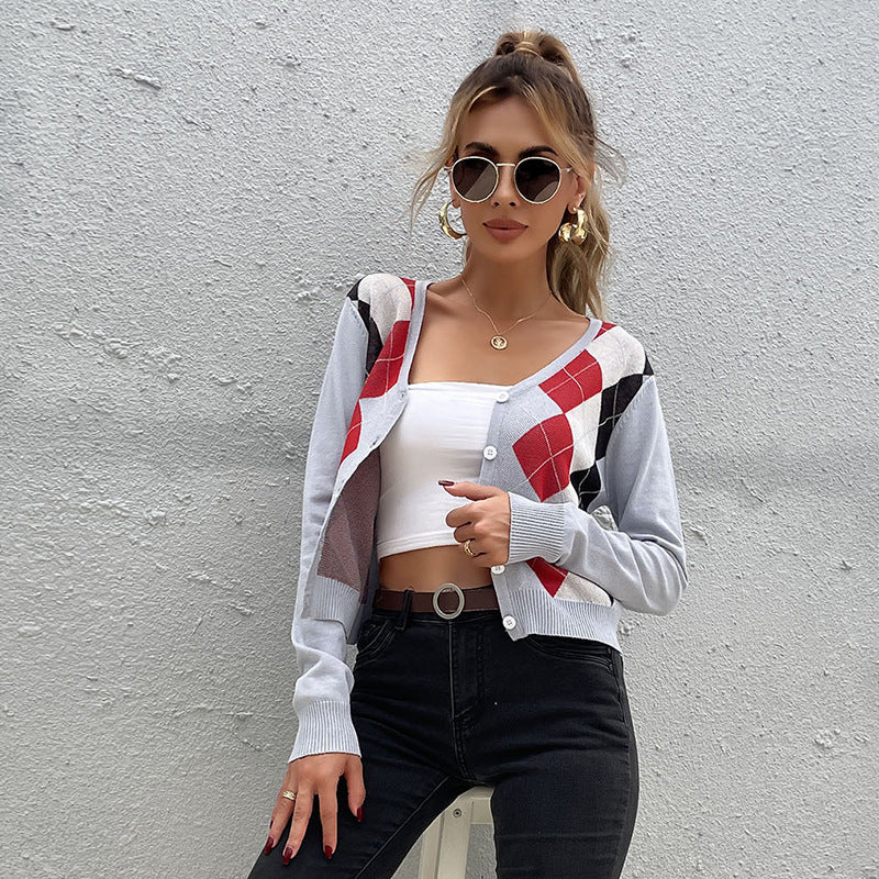 Women Knitted Sweater Autumn Top Long Sleeve Short Light Cardigan