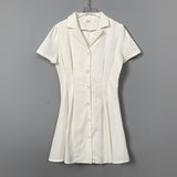 Women Dresses V-neck Black Shirt Dress Lapel Single Breasted Sexy