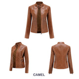 Red Leather Jacket Autumn and Winter Leisure Leather Motorcycle Jacket