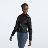 Red Leather Jacket Jacket Pu Lapel Two-Way Short Slim Fit Jacket Leather Coat Women