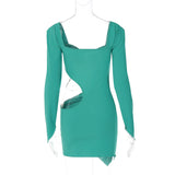 Women Dresses Autumn Sexy Hollow out Chain Slim Long Sleeve Dress