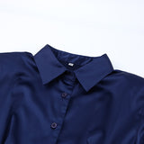 Women Dress Silk-like Matte Satin Shirt Dress