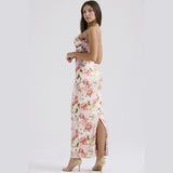 Women Dresses Spring Split Long Dress Lace Suspender Skirt