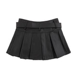 Women Skirt Pleated Miniskirt Autumn and Winter Thickening PU Leather Skirt