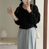 Women Knitwear Autumn and Winter round Neck Sweater Loose Knitted Cardigan