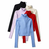 Women Sweater Knitwear Fall Base Knitwear High Neck Short Lightweight Sweater