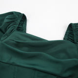 Women Dress Autumn and Winter Elegant Square Collar Puff Sleeve Dress
