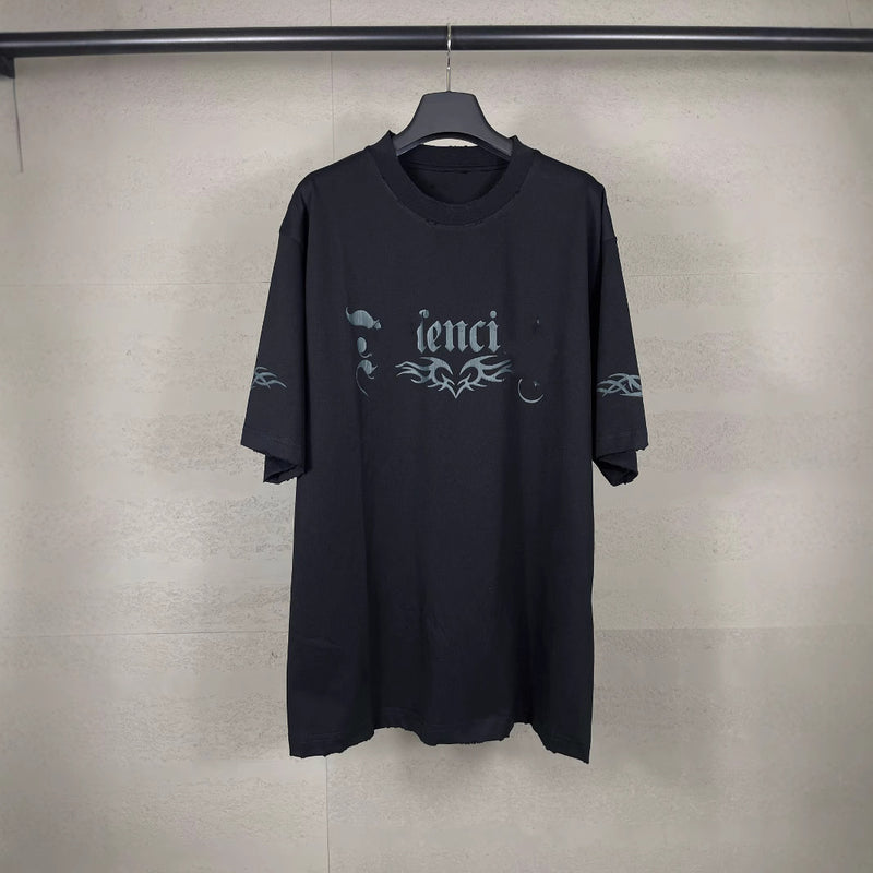 Men T-shirts love print graffiti do old short sleeve T-shirt loose