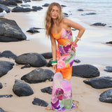 Women Dresses Strap Tie-Dye Printing Dress Sexy Slim Fit Long Dress