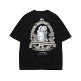 Men T Shirt Vintage Angel Print Short Sleeve T-shirt