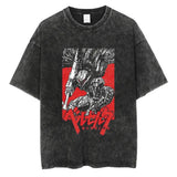 Men's Washed T Shirt, Berserk Anime T-shirt, Guts Skull Knig