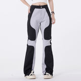 Men Sweatpants Stitching Contrast Color Casual Wide Leg Trousers Loose Flared Pants Sports Pants