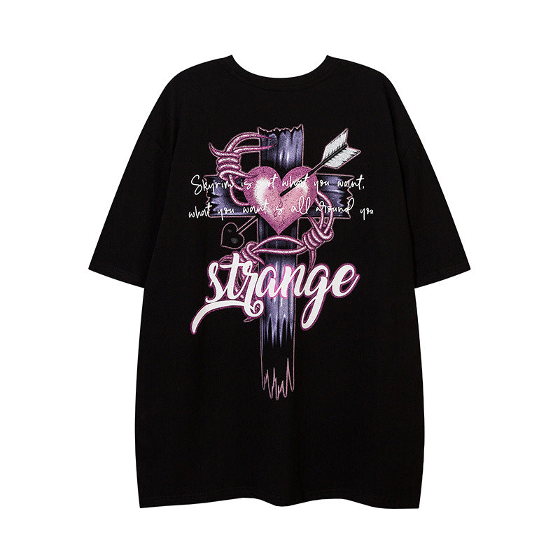 Men T Shirt Summer Cross Print Couple Short Sleeve T-shirt