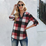 Beth Dutton Wardrobe Spring Plaid Shirt Loose Pullover Long Sleeve Top