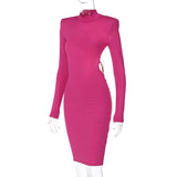 Women Dresses Winter Sexy Backless Chain Slim Sheath Dress