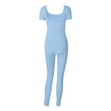 Women Jumpsuit Summer Backless Short Sleeve Jumpsuit (Hawthaw0412)