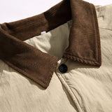 Unisex Winter Cotton Coat Three-Dimensional Pocket Decoration Loose Cotton Coat Vintage Corduroy Lapel Cotton-Padded Jacket