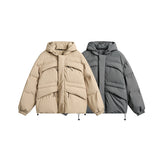 Unisex Coat Winter Detachable Cap Zipped Cotton-Padded Jacket