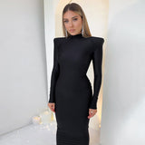 Women Dresses Summer round Neck, Slim-Fit, Long-Sleeved Dress