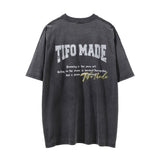 Men Vintage T-Shirt Printed Men's Short-Sleeved T-shirt Distressed round Neck