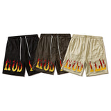 Men Shorts Flame Letter Embroidered Casual Shorts