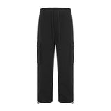 Men Sweatpants Multi-Pocket Slacks Loose Straight Wide Leg Pants