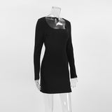 Women Dress Elegant Retro Black Dress Skinny Hip Skirt