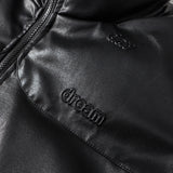 Unisex Winter Cotton Coat Letter Printed Stand-up Collar Cotton-Padded Clothes PU Leather Cotton-Padded Jacket