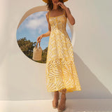 Women Dresses Summer Hollow Embroidery Long Suspender Skirt (Qymy0409)
