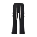 Men Sweatpants Sports Casual Pants Thin Quick-Drying Straight-Leg Trousers Baggy Pants Feet Drawstring Jogger Pants