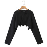 Women Sweater Knitwear Knitting Suit Sexy Sling Dress Ripped Sweater Two-Piece Set