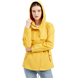 Women Trench Coat Mid-Length Hooded Jacket Long-Sleeved Raincoat